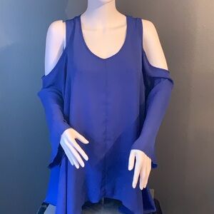 Unique Spectrum Royal Blue Cold Shoulder Blouse